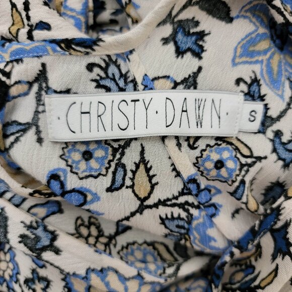Christy Dawn Cream and Blue Floral Short Sleeve Maxi Dress Small - Picture 10 of 11